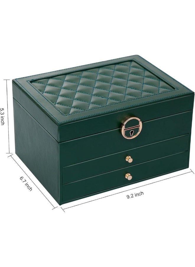 Jewelry organizer for women and girls, large three-tier jewelry storage box, faux leather jewelry display stand with removable tray for necklaces, earrings, rings and bracelets - Image 5